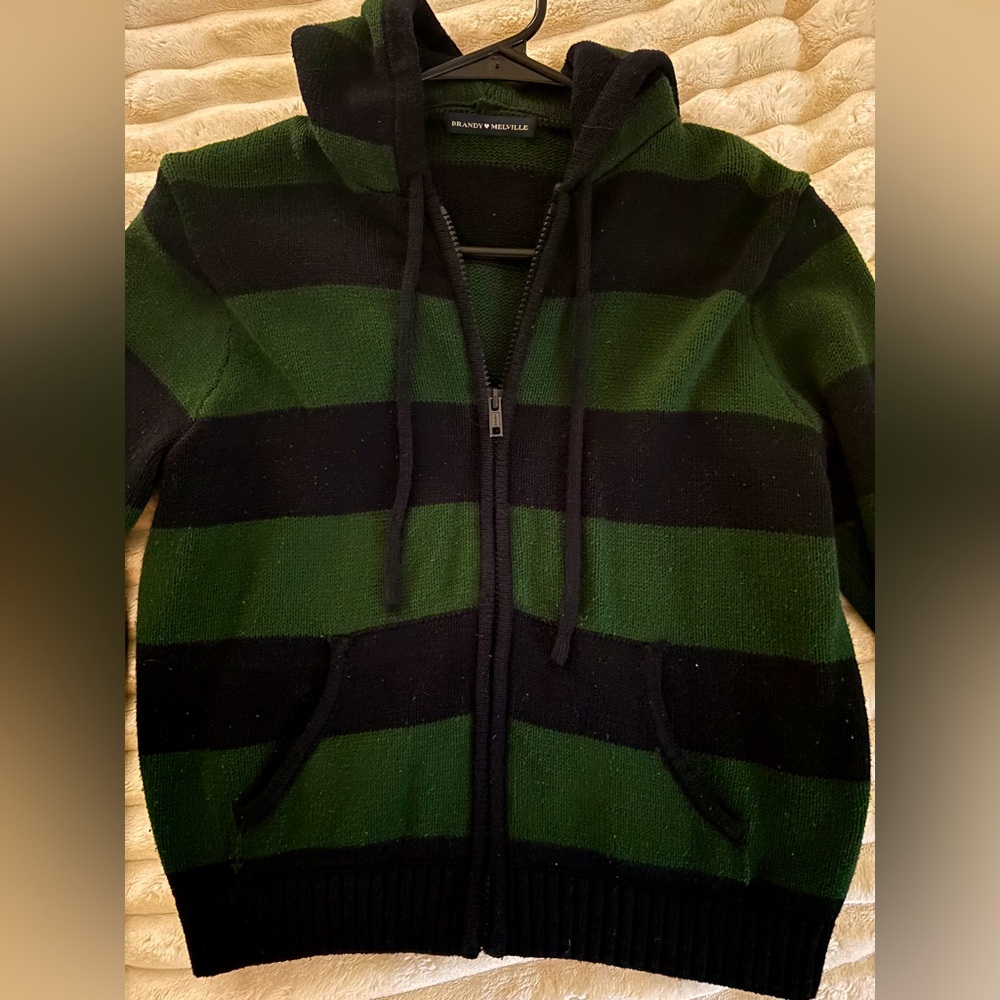 Vintage Brandy Melville Navy and green Zip up